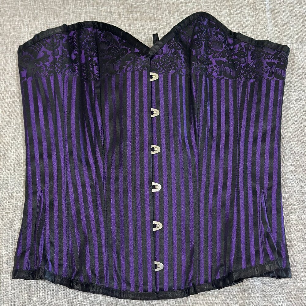 Floral Print | Purple and Black | Boned Corset | Overbust | Corset Deal | 28